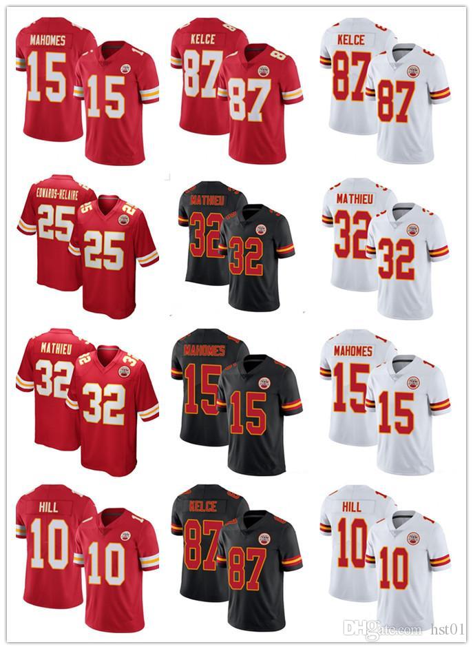

Men Women Youth KansasCityChiefs15 Patrick Mahomes 10 Tyreek Hill 32 Tyrann Mathieu 87 Travis Kelce red Football Jerseys, Black;red