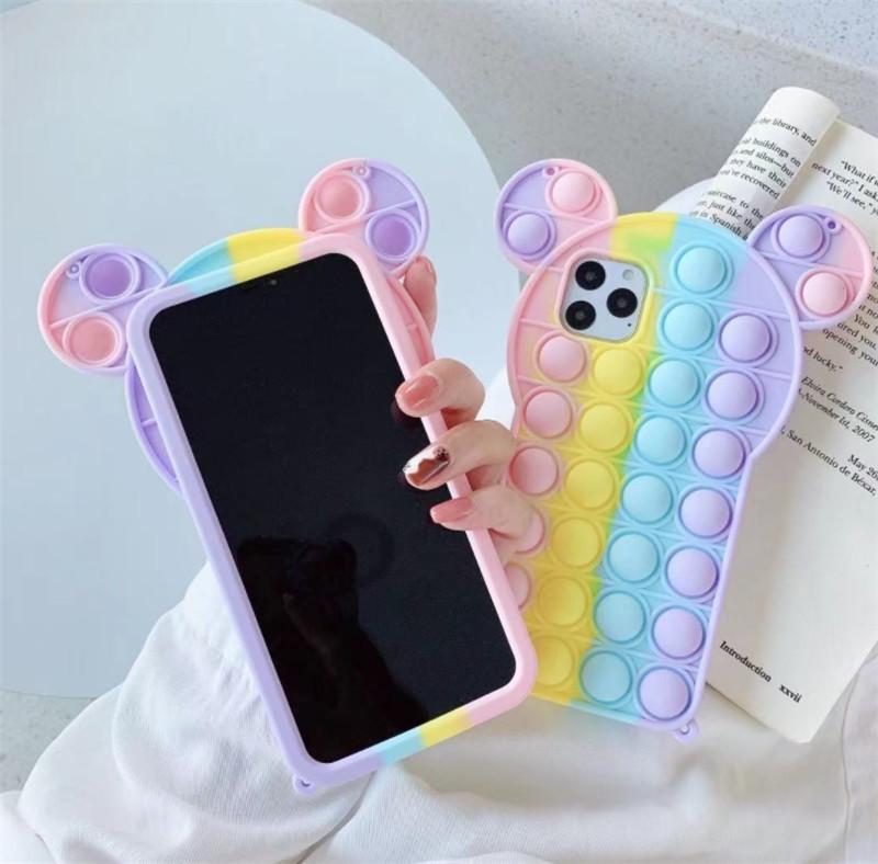 

Toy Rainbow Mini finger pressure version of the mobile phone case XR/8P/12PRO mouse pioneer decompression silicone protective, As shown