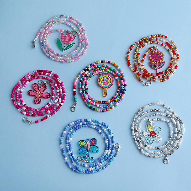 

Chains 2021 Flowers Sead Beads Glasses Chain Women Pendant Rope Mask Girls Sunglasses Lanyards Neck Hanger Strap Eyewear, Silver