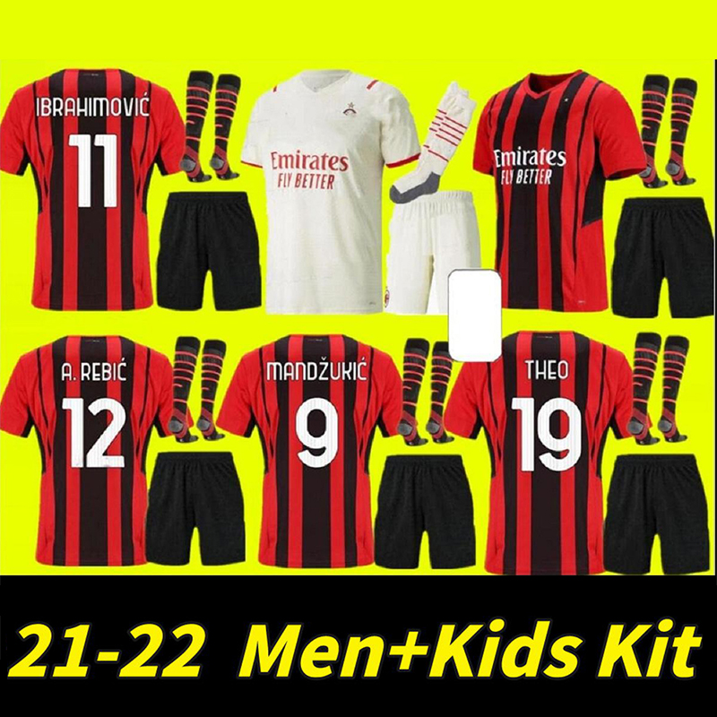 

22 23 soccer jerseys AC MILANS LEAO TOMORI IBRAHIMOVIC GIROUD football shirt 2022 2023 TONALI BENNACER REBIC MESSIAS JR HOME AWAY Camiseta de futbol Men Kids kit Socks, Away kids