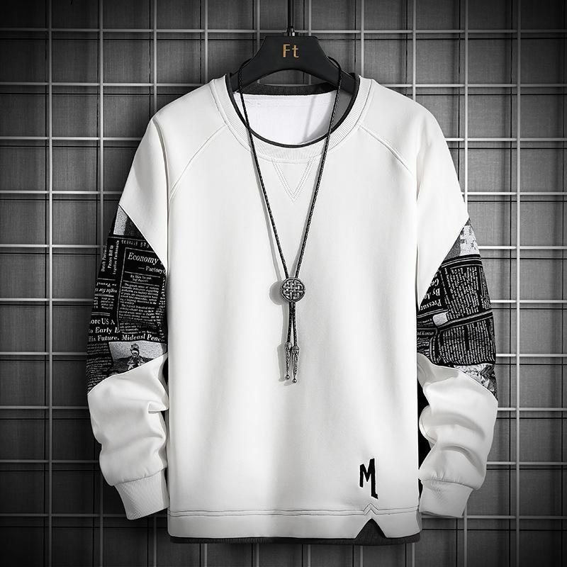

Men's Hoodies & Sweatshirts 2021 Round Neck Sweater Korean Version Youth Fashion Versatile Long Sleeve T-shirt Jacket Wear, Black