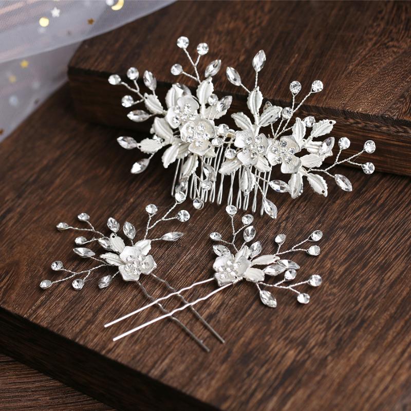 

Hair Clips & Barrettes Imitaion Flower Leaf Hairpin Insert Comb International Station Handmade Bridal Headdress Jewelry Wholesale, Golden;silver