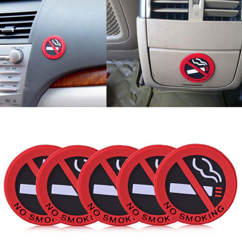 

Auto Rubber Sticker No Smoking Sign Warning Logo Car Restaurant Hotel Office Elevator Market Taxi Decal Stickers 5PCS/Lot, Custom