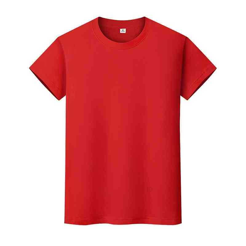 

men and women round neck solid color T-shirt summer cotton bottoming short-sleeved half-sleeved QGYFOi
