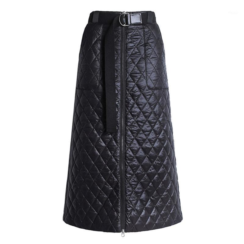 

Skirts Winter 2021 Fashion Plus Size Warm Thick Cotton Padded Black A-line Causal Oversize 3XL 4XL Skirt With Zipper1