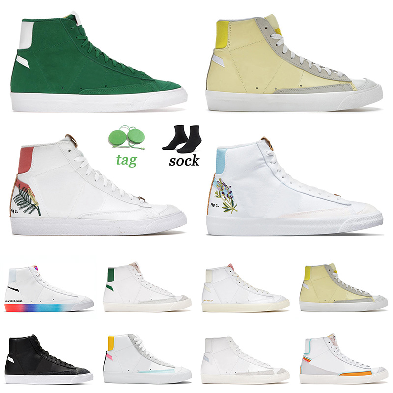

Top Quality 2021 Blazer Mid 77 Vintage Running Shoes Mens Women Pine Bicycle Yellow Indigo Black White Lucid Green Trainers Sneakers, C23 white pink 36-40