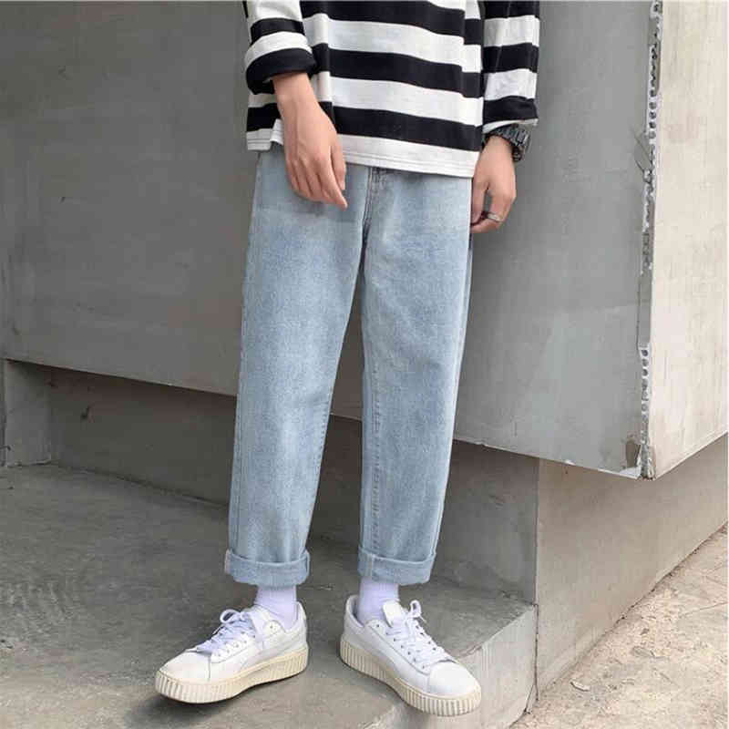 

Wide Leg Jeans Fashion Brand Straight Tube Loose Casual Pants Men' Wear, Light blue