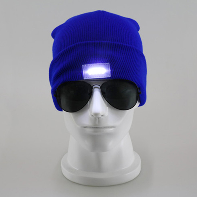 

5 Led Knitted Flashlight Beanie Cap Winter Knit Snapbacks Warm Headlamp Hat Hunting Camping Grilling Light Up Hats Kit item, Red