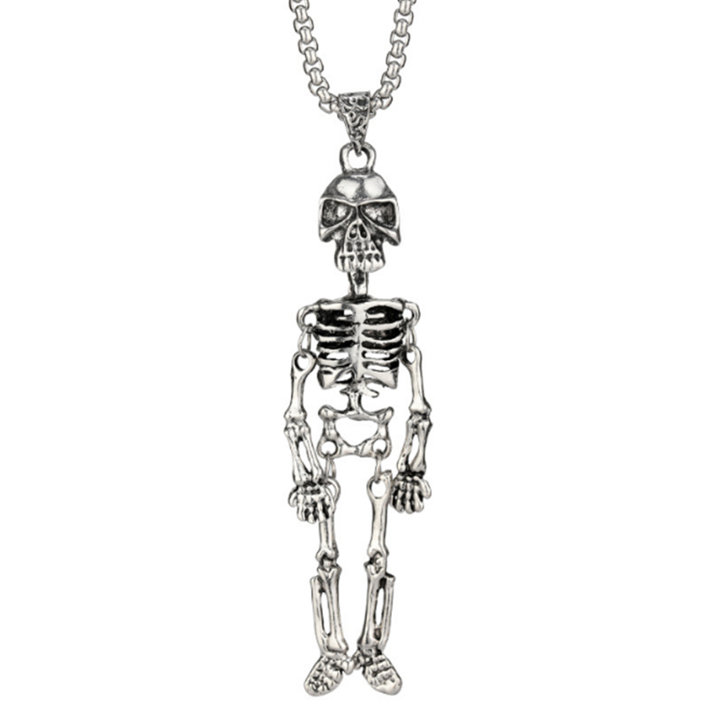 

Pendant Necklaces 316L Stainless Steel Halloween Retro Skull Rock Personality Men And Women Limbs Movable Punk Necklace No Fade, Silver