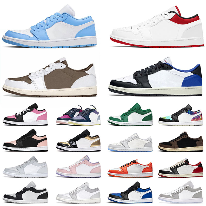

Jumpman 1 1s Low Basketball Shoes Trainers Reverse Mocha UNC Black Toe Crimson Tint Island Green Starfish Shattered University Red Designer Sneakers, 36-45 pine green