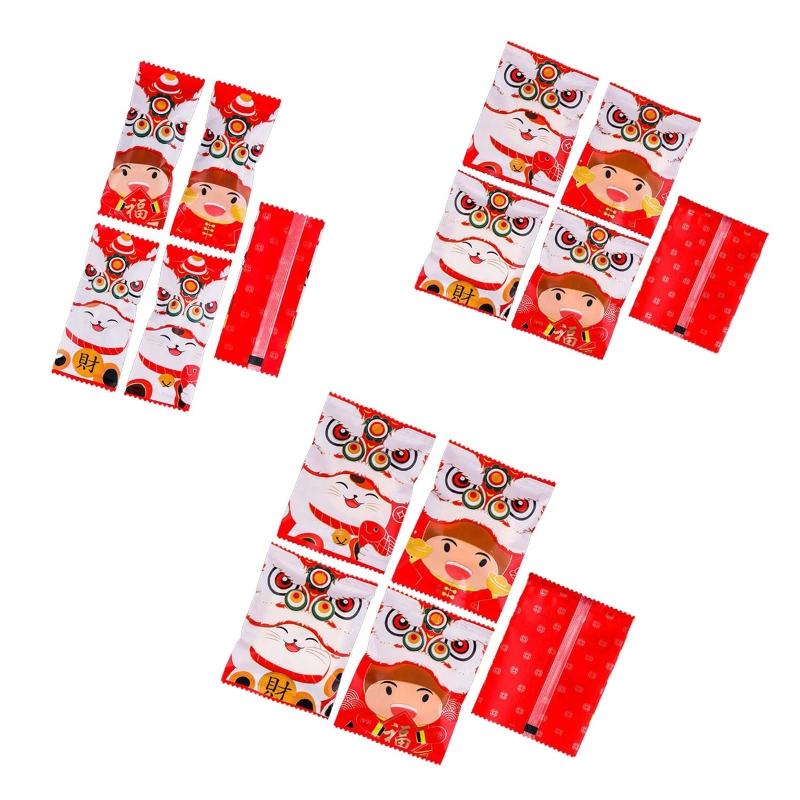 

Christmas Decorations Chinese Lion Dance Cat Packaging Bags Set Baking Package Sealing Bag Storage Pouch For Year Snowflake Crisp