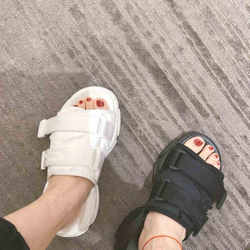 

Daddy sandals women's sports slippers summer non-slip outer wear Velcro babay the same style thick fashion open-toed couples cas, Black
