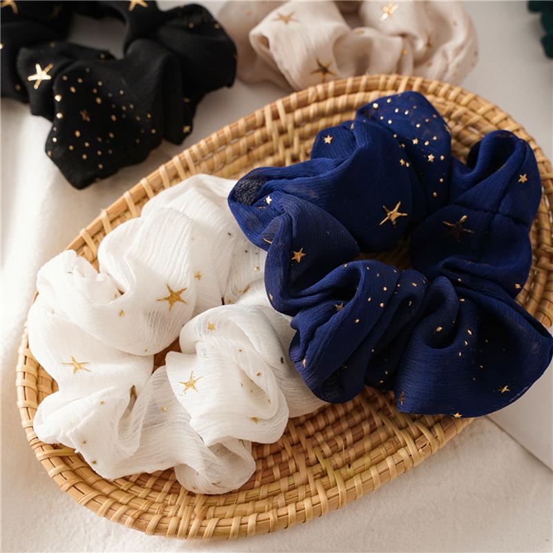 

Hair Accessories 2pcs/Bag Women Elastic Scrunchies Hairbands Lady Pentagonal Print Ponytail Holder Ties Rope Headwear