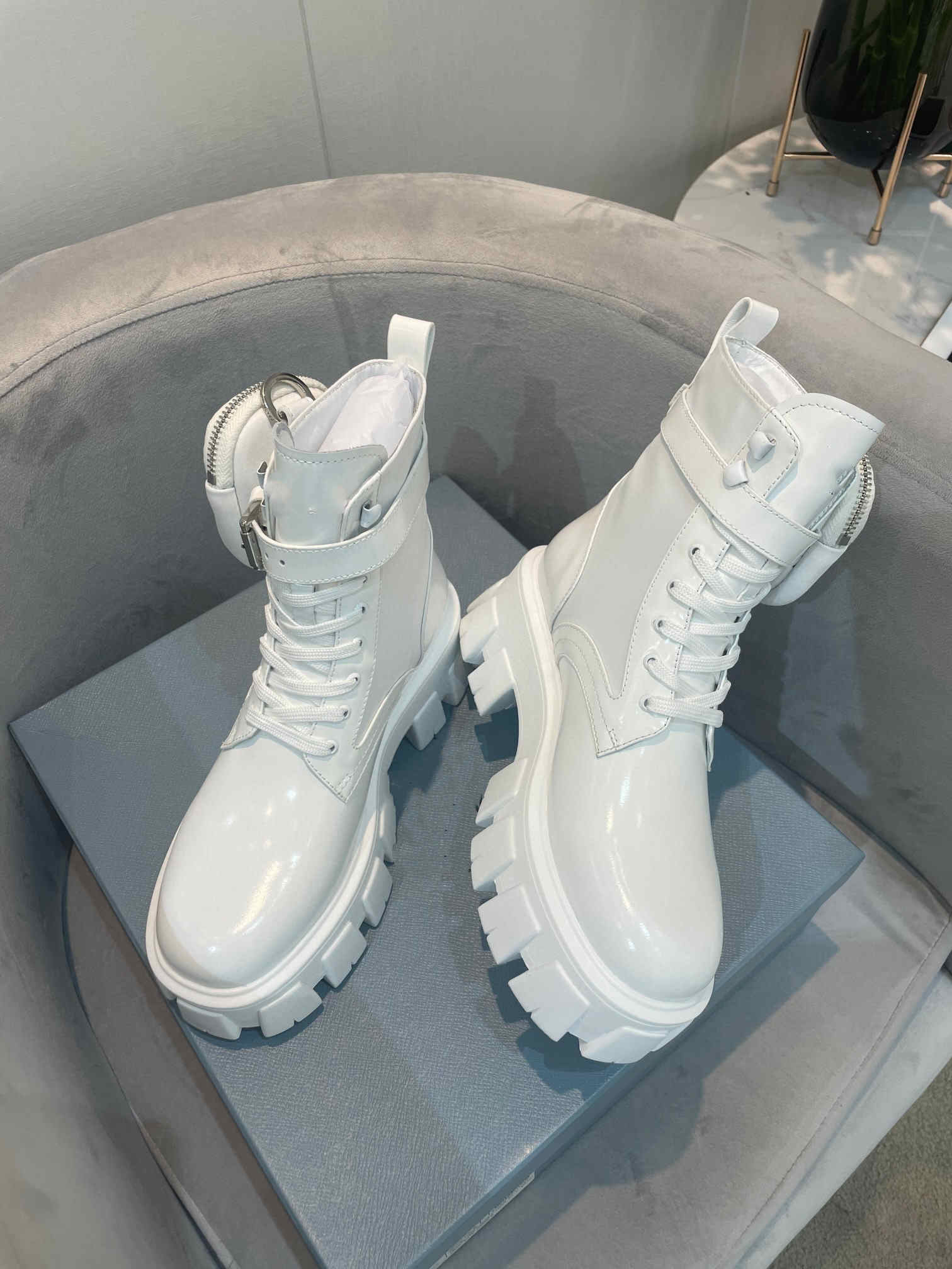 

Trifle thick-soled increased Martin boots leather pocket bag short mid-tube motorcycle women's, As pic2