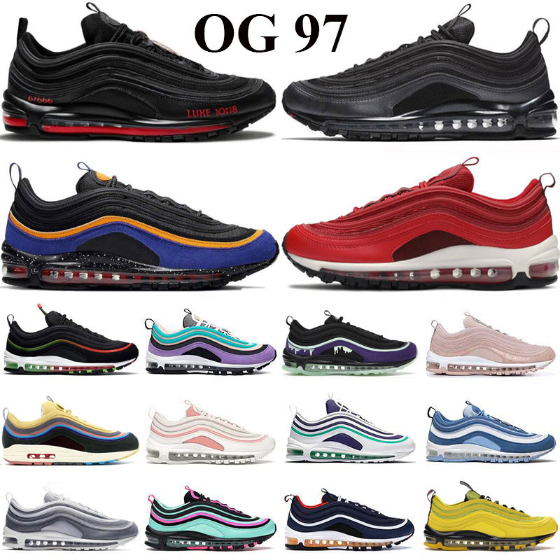 

2022 Satan Black Bullet 97 Mens Running Shoes Gym Red ACG Halloween Wolf Grey Bred Worldwide Sean Wotherspoon OG 97s Undefeated Men Women Trainers airs Sneakers, Shoe box