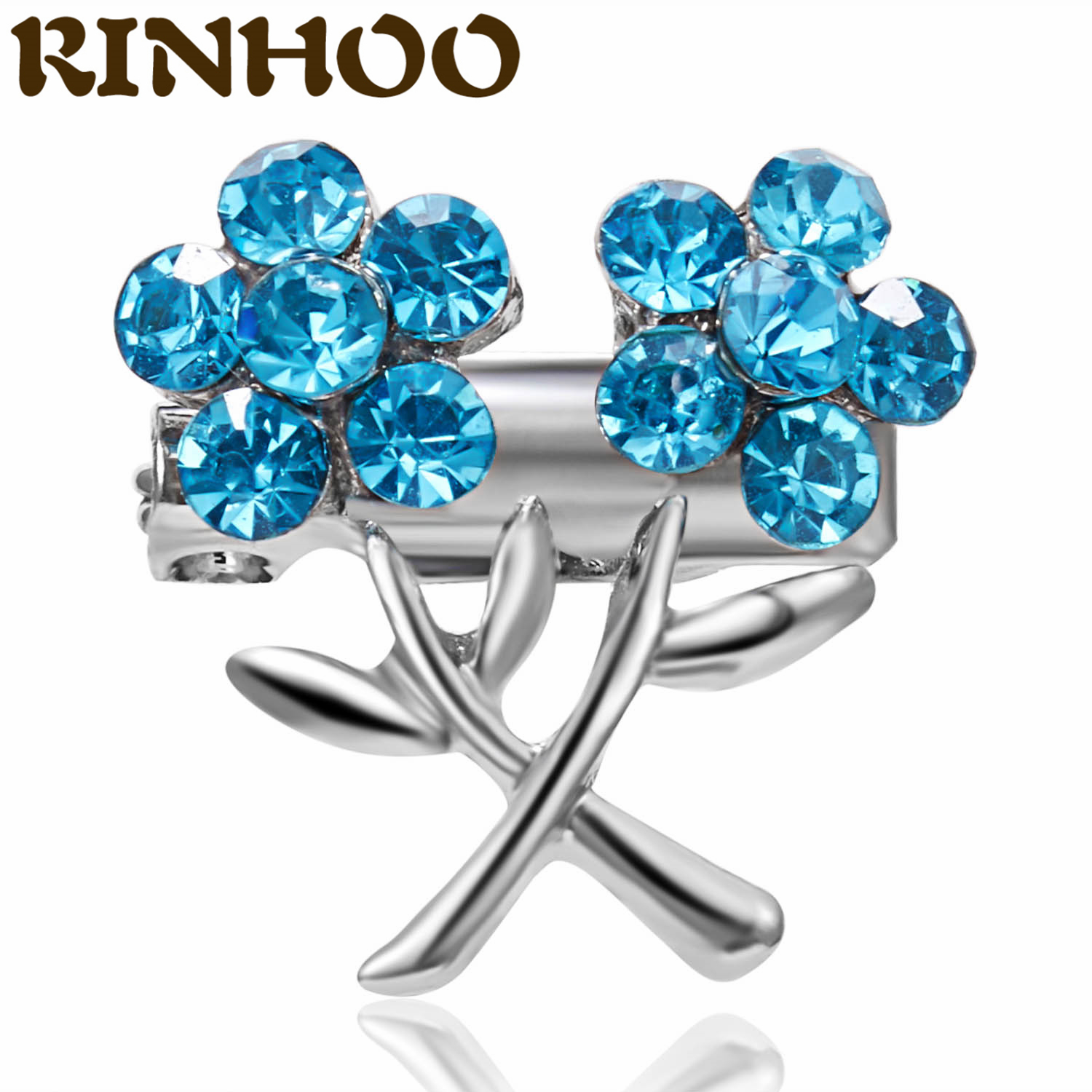 

vintage blue crystal flower brooches pins silver color jewelry charming rhinestone glamour female lapel pins accessoriesdio chan contact, Gray