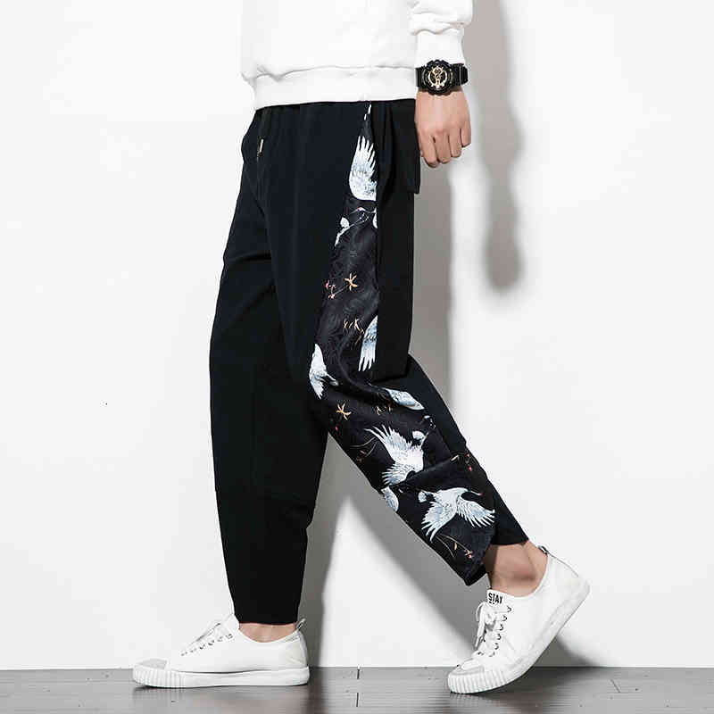 

Men's Pants Streetwear Men Harem Japanese Style Casual Cotton Linen Trouser Man Jogger Chinese Baggy Plus Size 5XL EQB8, Hai lang