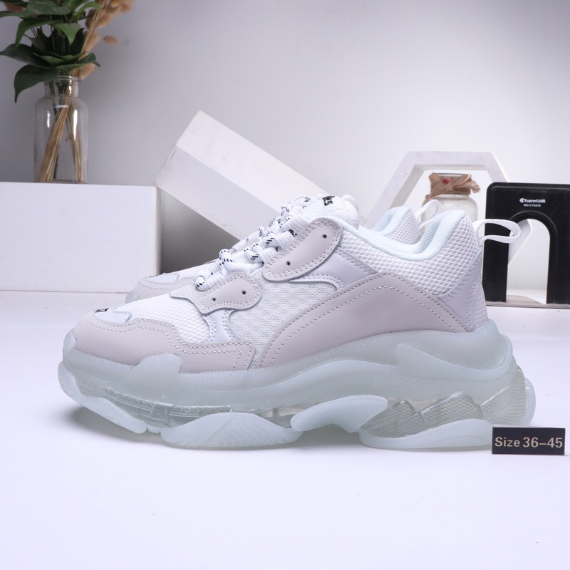 

Top Triple S Casual Shoes Clear Sole Men Women Luxury Sneakers Chaussures 17FW Paris vintage Dad shoe Crystal Bottom White Black Cream Pink