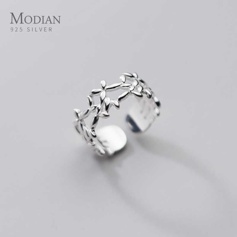 

100% Real 925 Sterling Silver Simple Geometric Opening Finger Ring for Women Free Size Adjustable Rings Fine Jewelry 210707