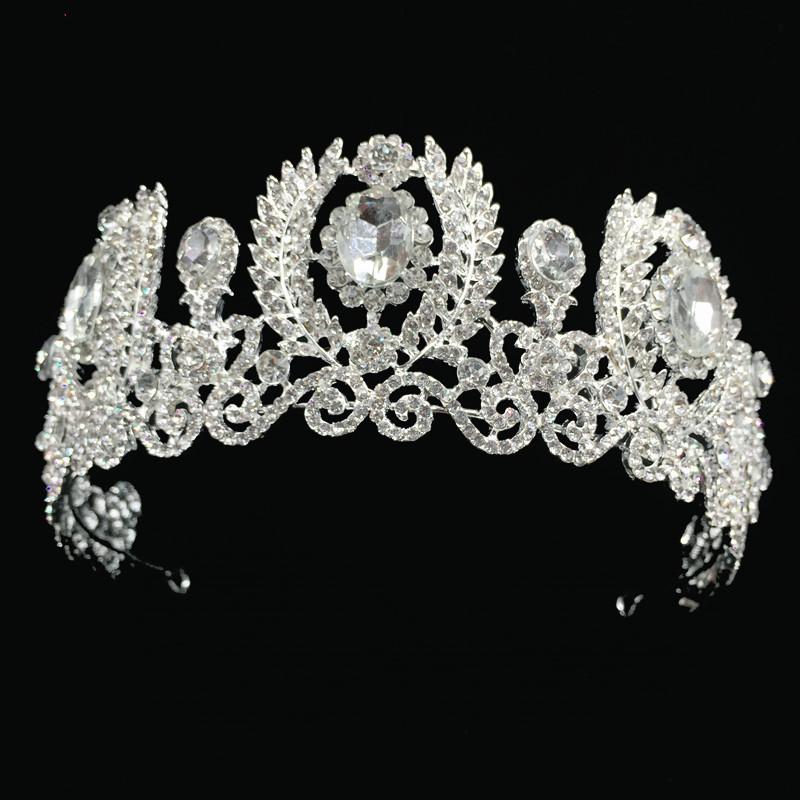 

Hair Clips & Barrettes Charm Silver Rhinestone Wedding Brides Large Tiara Princess Queen Diadem Pageant Party Crown Tiaras MY3026, Golden;silver