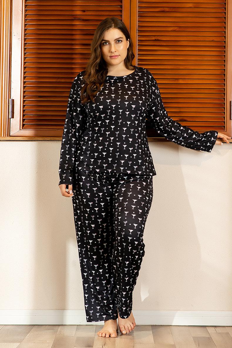 

Plus Size Tracksuits Pajama Set Women Sets With Pants Women's Summer Suit Long Sleeve Big Black Sleepwear 2 Piece Womens Outfits