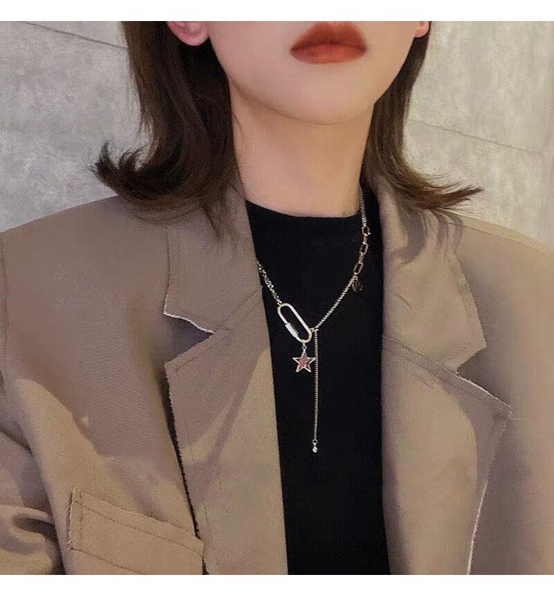 

Chokers Women Silver Necklace Luxury Smile Star Female 100% Designer Top Quality Chain Sweater