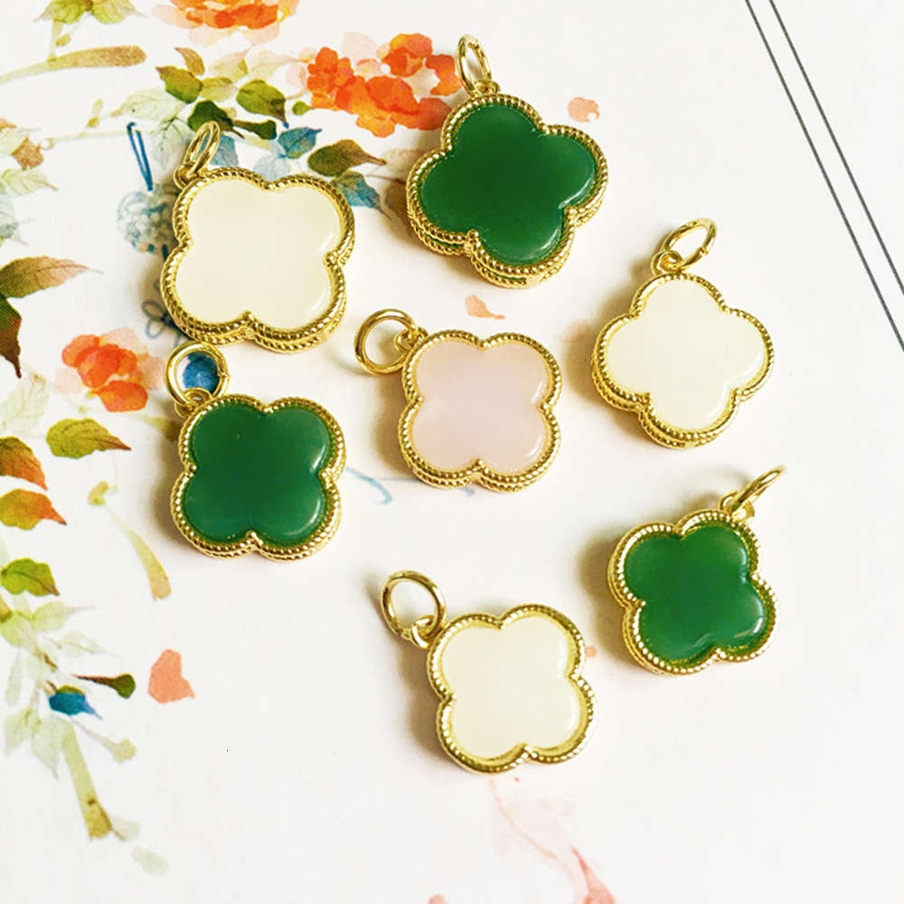 

pure copper plated genuine gold inlaid hetian jade four leaf clover antique pendant necklace women's fashion necklace, Black