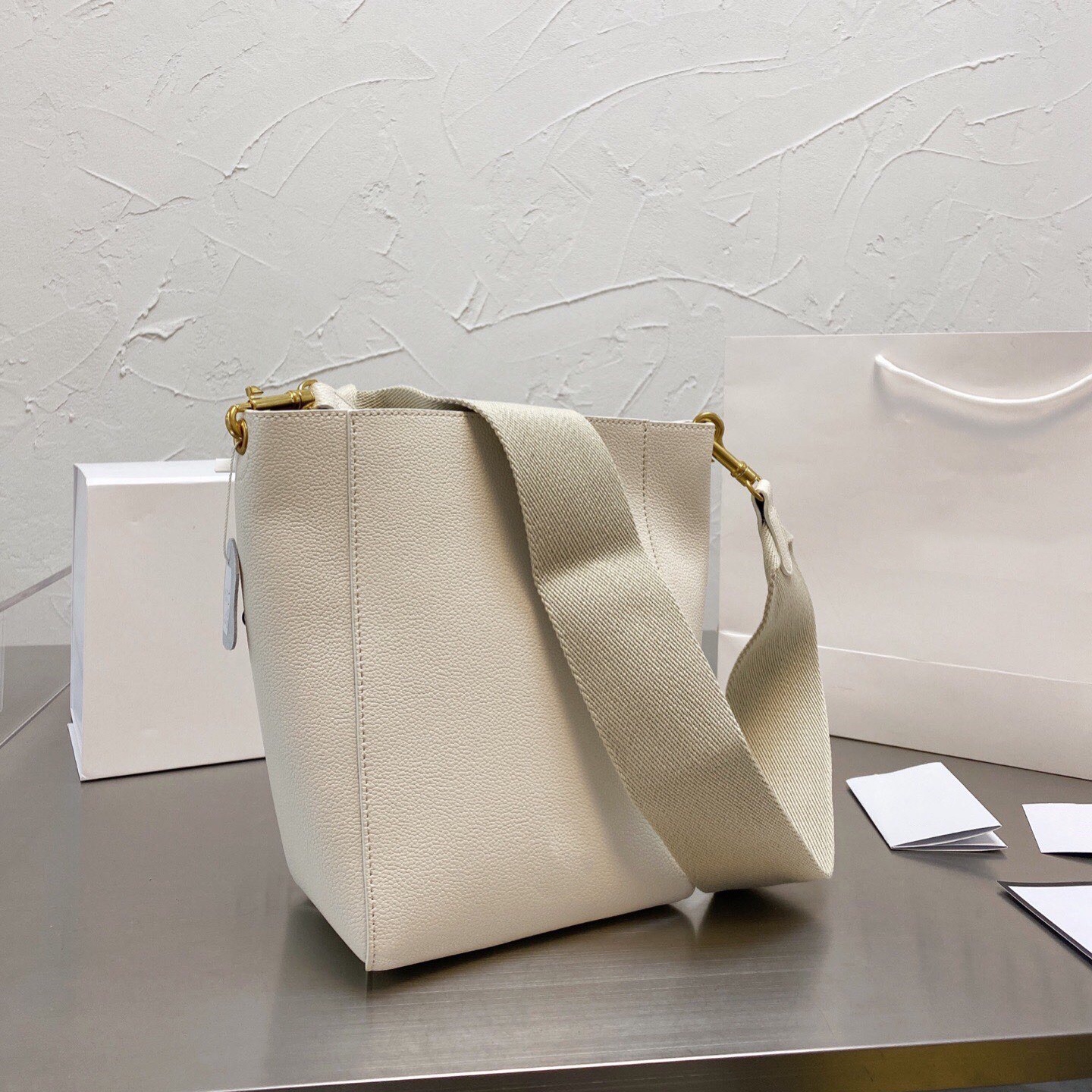 

Women's advanced Design Simple Fashion Bucket Bag Cowhide Lychee Grain Shoulder Bags Travel Cross-body Package Elegant Composite Packages Gray Drawstring Tote, 11111