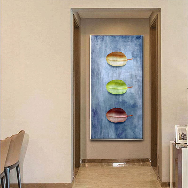 

Three Leaves Modern Nordic Minimalist Decorative Painting For Porch Corridor Abstract Art Canvas Printing
