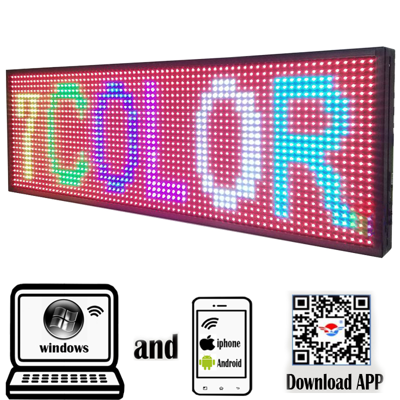 LED Sign Programmable Electronic outdoor Scrolling Display 39" X 14"full color Phone WIFI Control Open Running adverting Message Board-image-409400189