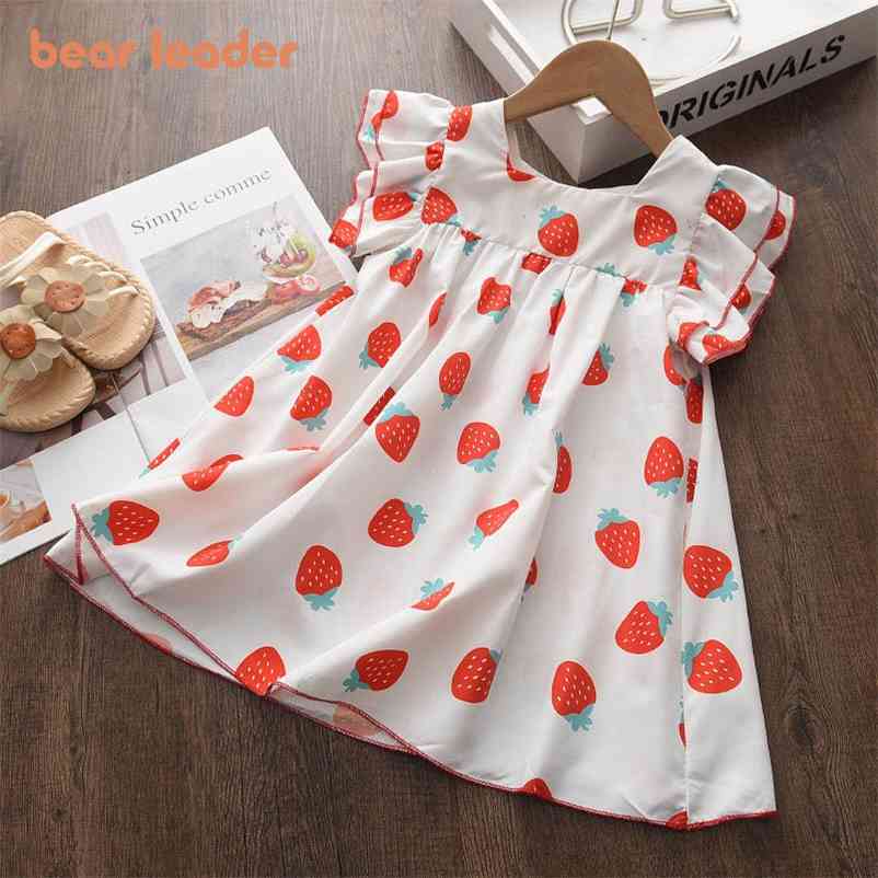 

Summer Girls Casual Dresses Fashion Baby Girl Stawberry Print Costumes Kids Sweet Ruffles Vestidos Princess Clothes 210429, Ah5045 red