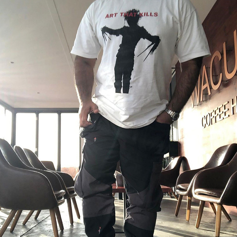 

Gallery dept tee trendy high street scissor hand print loose short sleeve T-shirt for lovers 3XU5, White;black