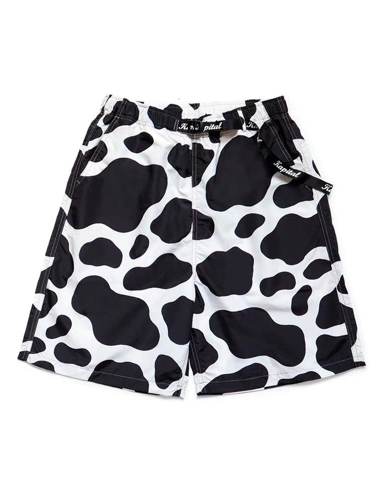 

Original KAPITAL 21SS polyester quick-drying cow loose casual shorts B0EG, White;black
