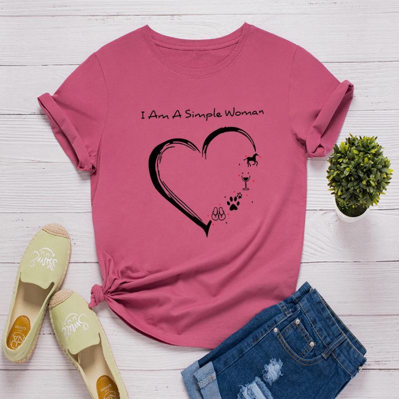 

Women's T-Shirt 100%Cotton Ladies Tops Heart Letter Print T Shirts For Women Plus Size Casual O-Neck Short Sleeve Tees Woman Tshirts, Black