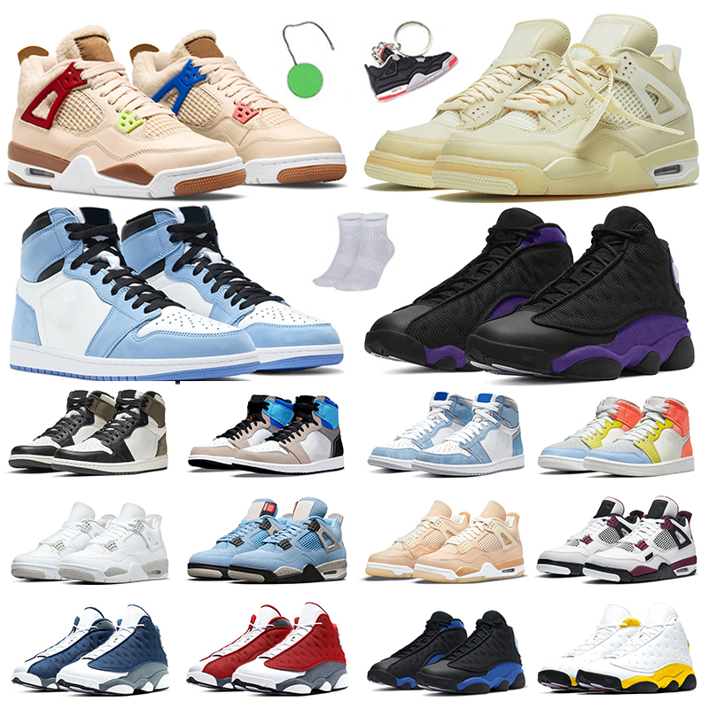 

Men Women Basketball Shoes 4s Lightning Pine Green 1s Wild Things Sail Black Cat University Blue Hand Crafted 13s Court Purple Del Sol Trainers Sports Sneakers, #35