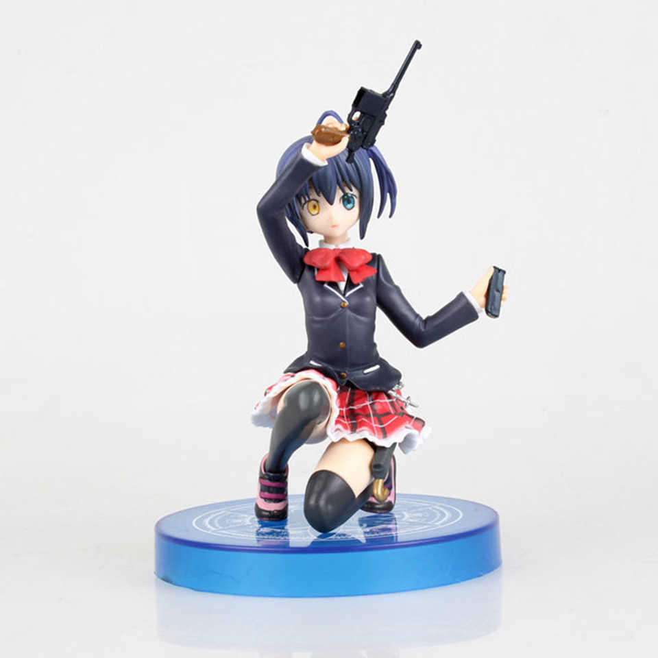 

15cm Love, Chunibyo & Other Delusions anime figurine Takanashi Rikka Holding a gun Changeable face PVC figure toys for kids Q0722, Rikka no box