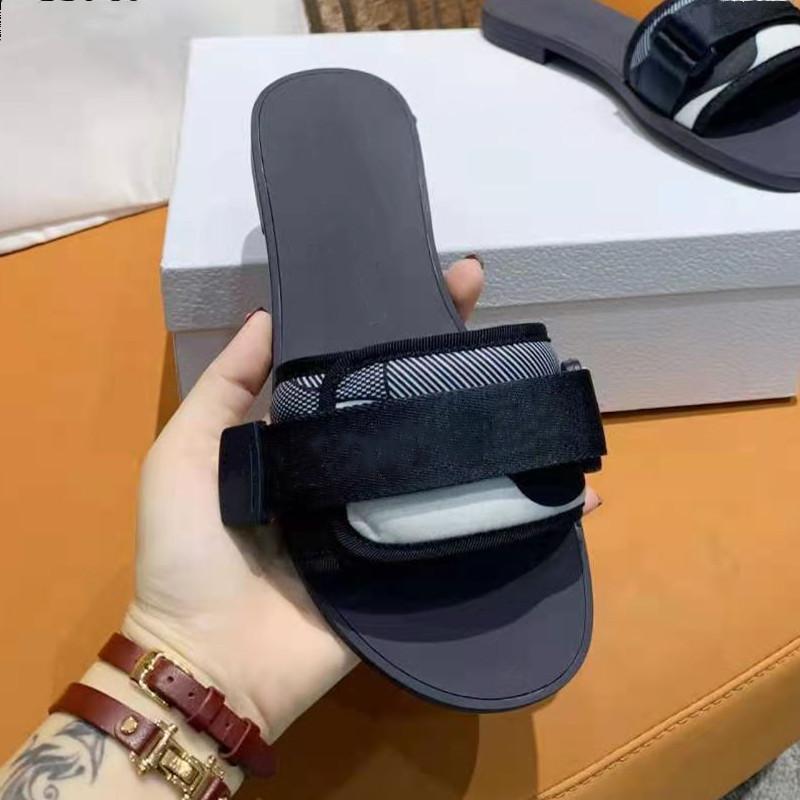 

Women Denim Flat Slipper Evolution Buckle nylon strap Designer Lady Technical Fabric Band Rubber Sole Slide, Black