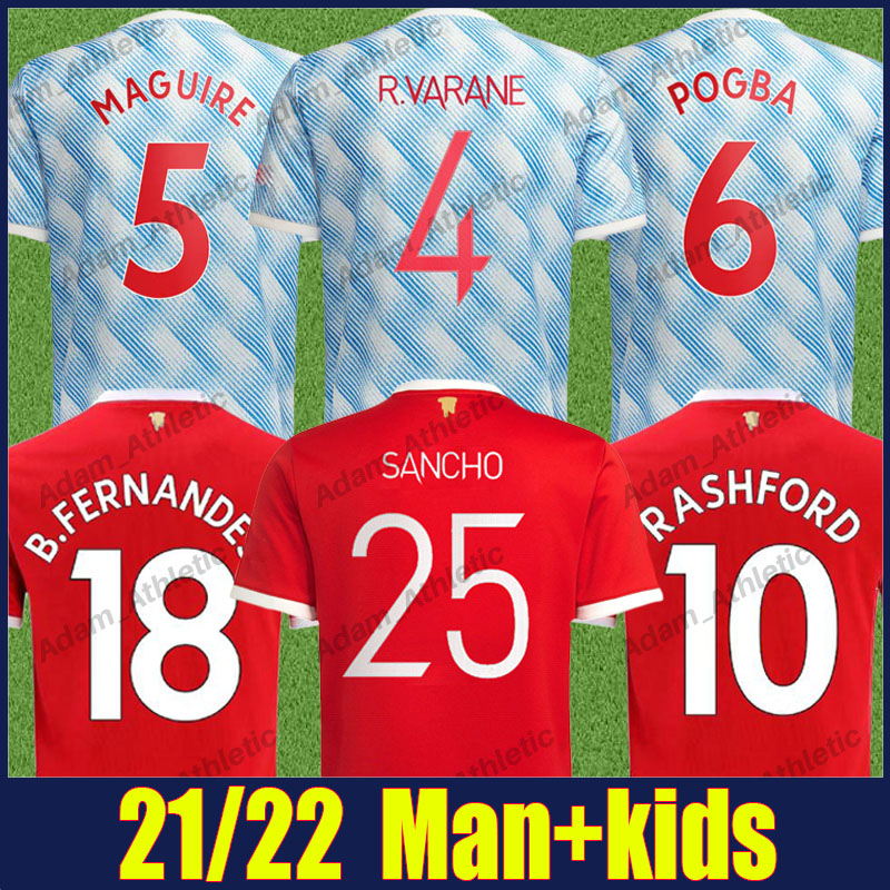 

MAN united SANCHO soccer jerseys player version R.VARANE RASHFORD B.FERNANDES football shirts Red Devils LINGARD POGBA SHAW GREENWOOD MAGUIRE jersey kids kit 2021/22, 21-22 away+ucl