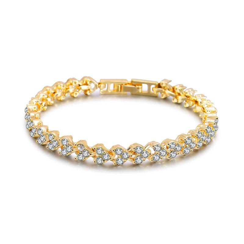 

Charm Bracelets Rose Gold Zircon Bride Wedding Love Crystal Bracelet Bangles Jewelry CZ Stone Chain