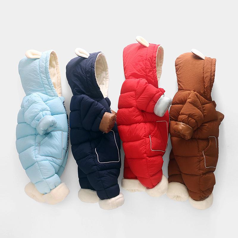 

Jumpsuits Winter Baby Romper Infant Plush Thick Coat Soft Bodysuits For Boys Girls Warm Outfit Jumpsuit Snowsuit Kids Clothing TZ815, Red