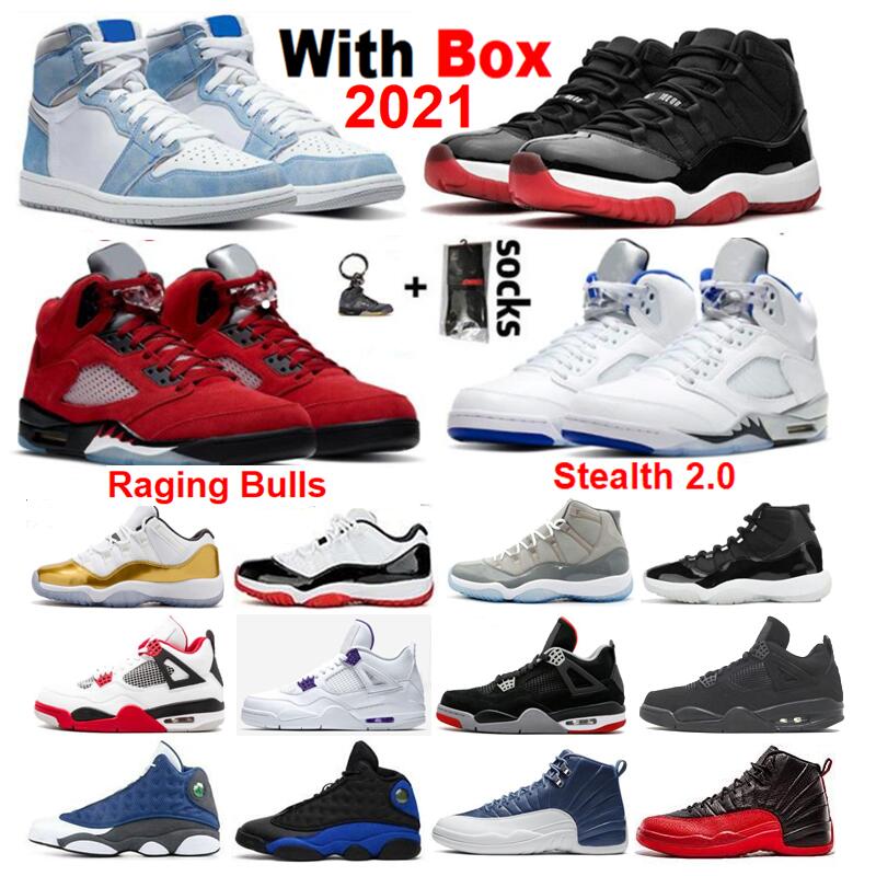 

2021 Basketball shoes High OG Hyper Royal 1 Raging Bulls Red 5 Low Legend 11 University Blue Black Men Women Sneakers Wholesale with box Stealth 2.0, Color-2