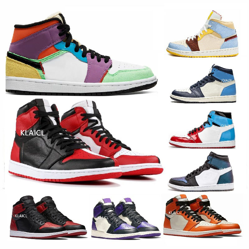 

1 1s High OG shoes Obsidian University Blue Twist What The Mens Basketball Shoe Black Cat Bred 4 4s Sail Guava Ice Sneakers, Box