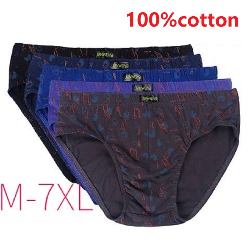 

5pcs/lot 7XL 6XL 100% Cotton Male Underwear Comfort Men printing Briefs Comfortable Men Underwear Briefs Underpants Panties Male, 5pcs random color