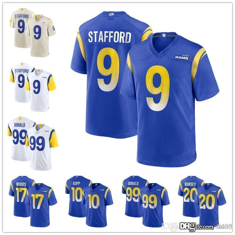 

Men youth Los AngelesRamsJersey 9 Matthew Stafford 99 Aaron Donald 10 Cooper Kupp 2 Robert Woods 5 Jalen Ramsey Football Jerseys, Black;red