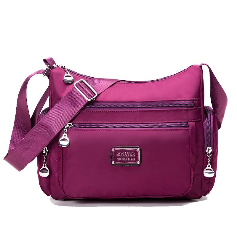 

Fashion Multi-pockets Women Handbag High Quality Durable Waterproof Fabric Messenger Bag Casual Female Shoulder Shopper Cross Body, Black