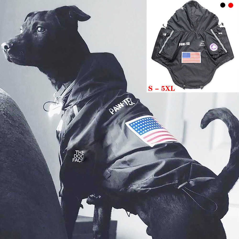 

Waterproof Pet Dog Coat Clothes Outdoor Jacket Reflective Hoodie The Face Raincoat for Small Medium Large  210604, Black