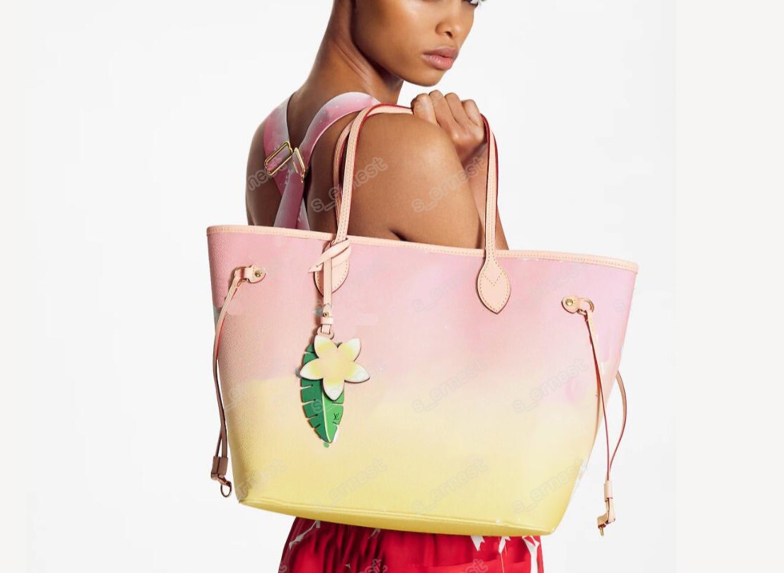 

Top Quality Women's totes Crossbody Bags Gradient Canvas Handbag Fashion Duplex Printing Different Style purse, Pink yellow