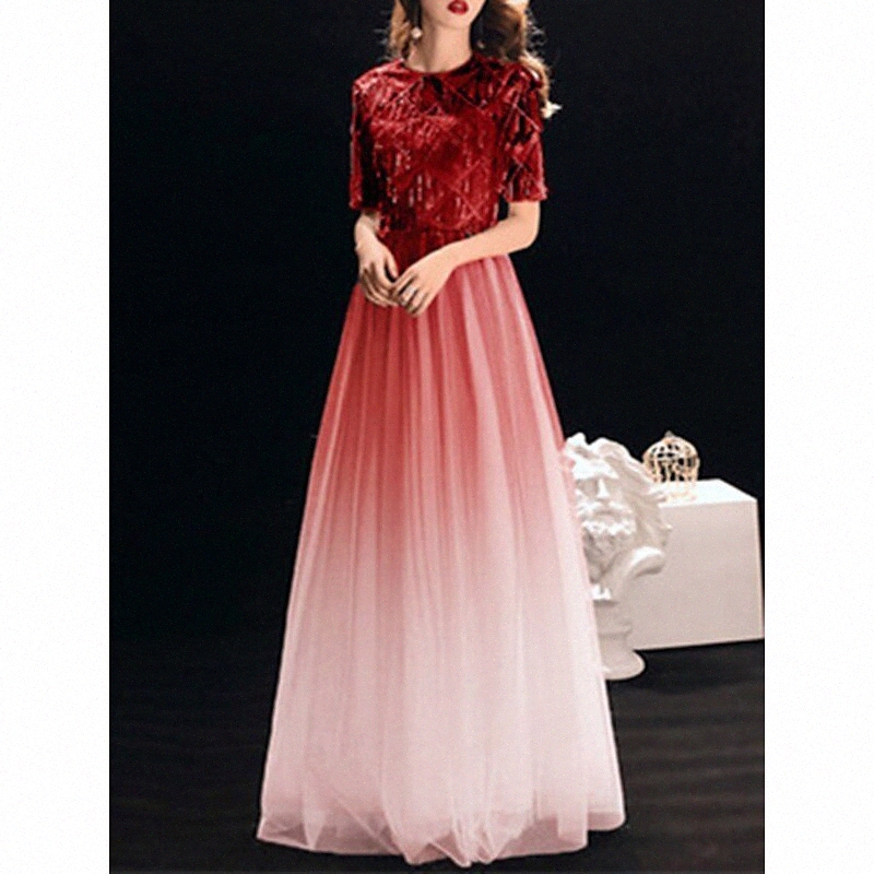 A-Line Mother of the Bride Dress Elegant Sparkle & Shine Jewel Neck Floor Length Tulle Short Sleeve with Sequin 2022 e97D#-image-755733046