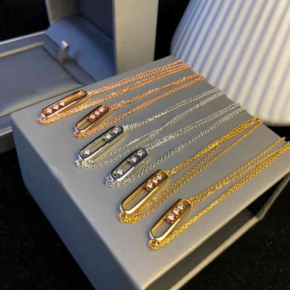 

Brand Pure 925 Sterling Silver Top Qualit Beach Necklace Slide Drop Pendants Move Stone Design Summer Neckalce Jewelry