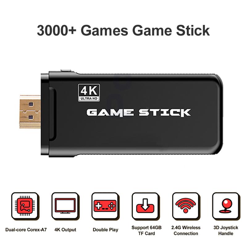 

Portable Game Players Powkiddy PK-05 -compatible TV Video Console Handheld 3000+ Games Player HD Wireless Stick With 2.4G Controllers